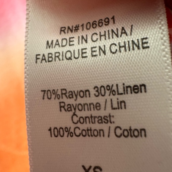 Unknown brand, top, Henley style, orange, pink, and pale pink three snap front - Picture 9 of 10